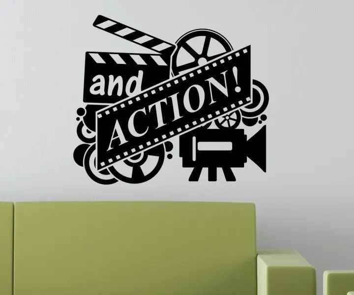

Movie Tatto Wall Decal Home Cinema Film And Action Quotes Mural Art Wall Sticker Cinema Studio Decor Bedroom Home Decoration