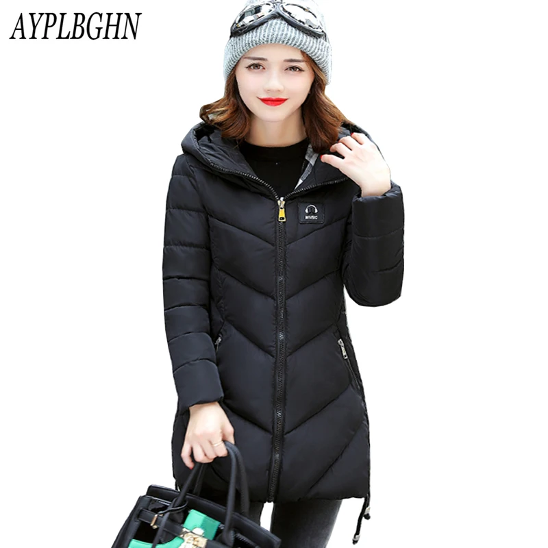 

2017 New Women's Winter Cotton Padded Jackets Slim Coat Parka Warm Long Jackets Hooded Plus size Overcoat Female Parkas 7L22