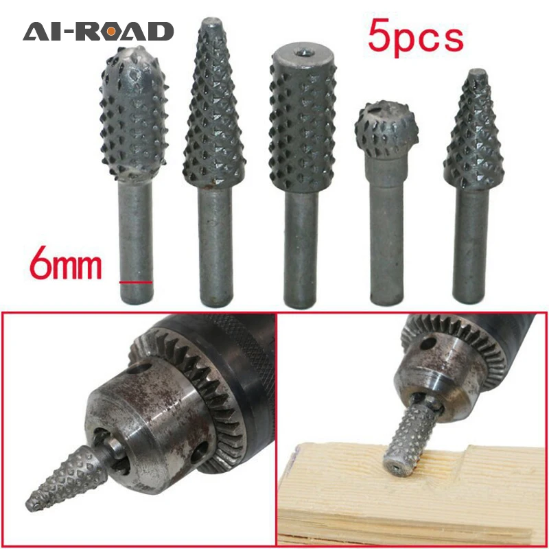 

5pc Of Wood Rasp Rotary File Wood Carving Knife Wood File Grinding Head Embossing Rotary File Polishing Head
