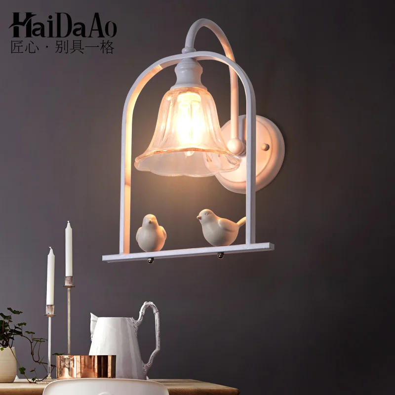 

North American village children bedroom bedlamp aisle mirror wall lamp Jane European angel living room lamp