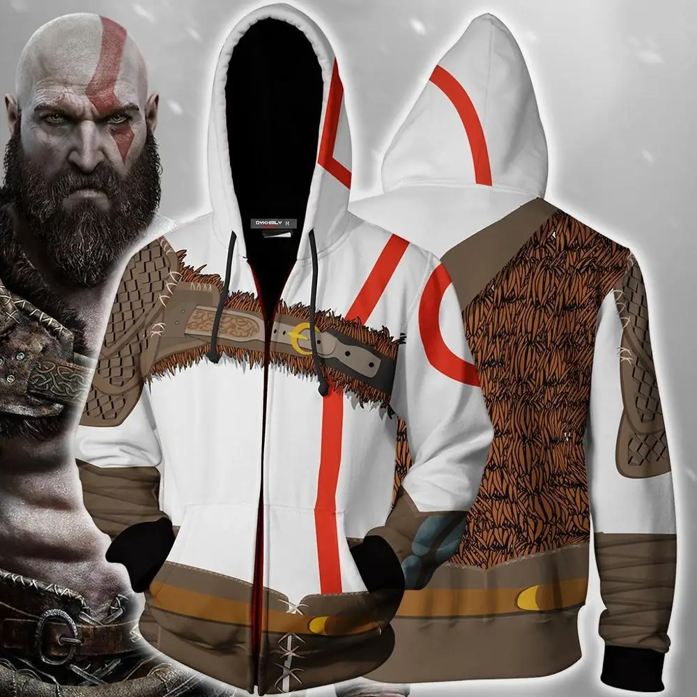 

PS4 Game God of War kratos Hoodies Jackets Cosplay Costumes fashion 3D printing zipper sweater Men women hoodie Sweatshirts