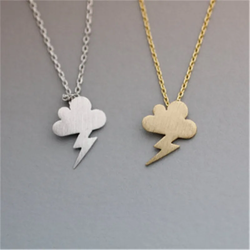 Electrifying Grumpy Gold Color Cloud With Lightning Bolt Pendant Storm