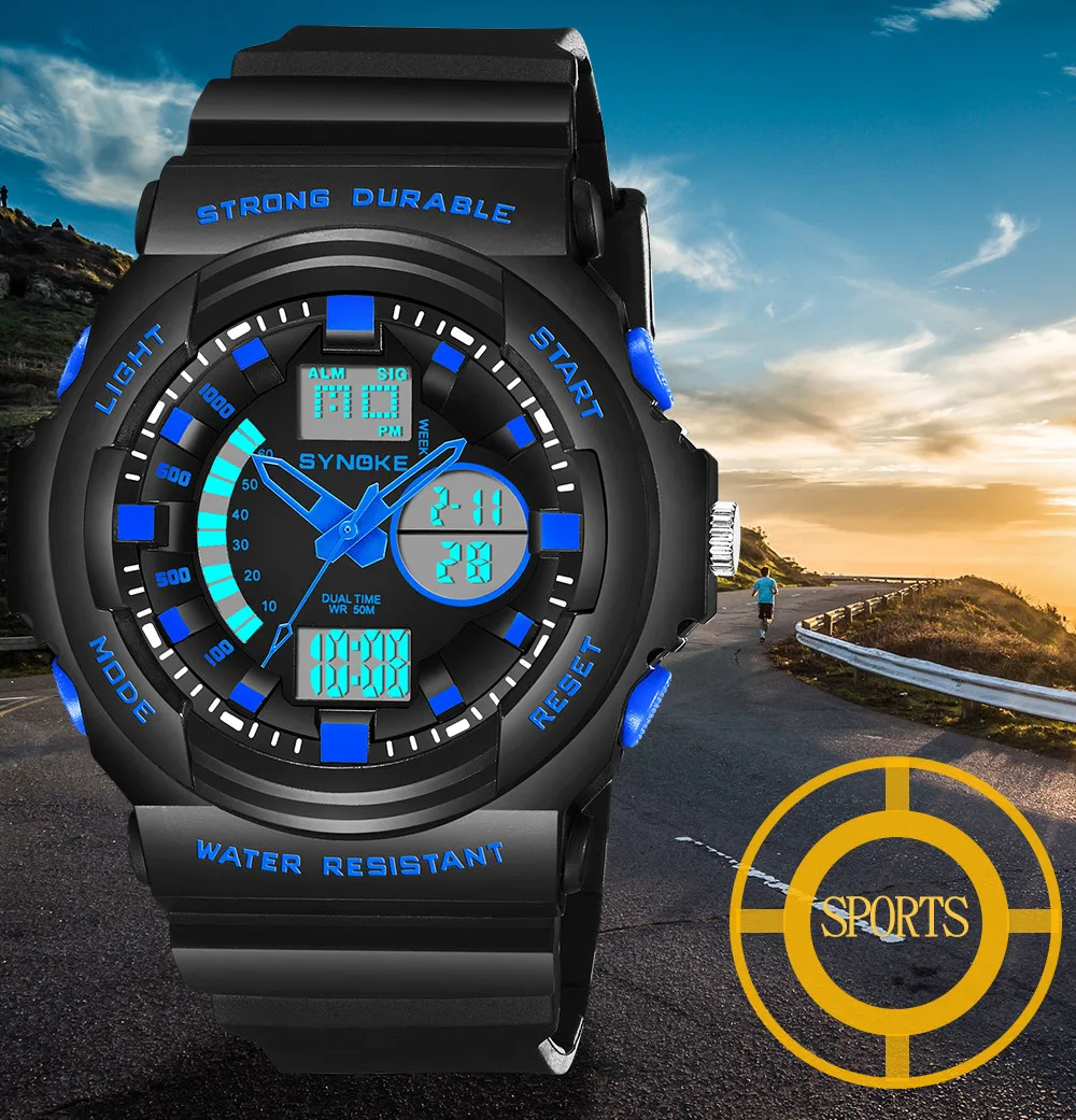 

2018 News Men Multi Function Military Sports Watch LED Digital Dual Movement watches 10.5