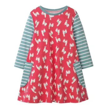 

Jumping meters New arrival Dresses girls clothing animals baby dresses long sleeve cotton pockets kids girl dresses princess
