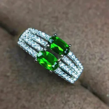 

Diopside ring Finger rings Free shipping Natural real diopside 925 sterling silver Fine jewelry 0.35CT*2pcs gemstone #J18060408