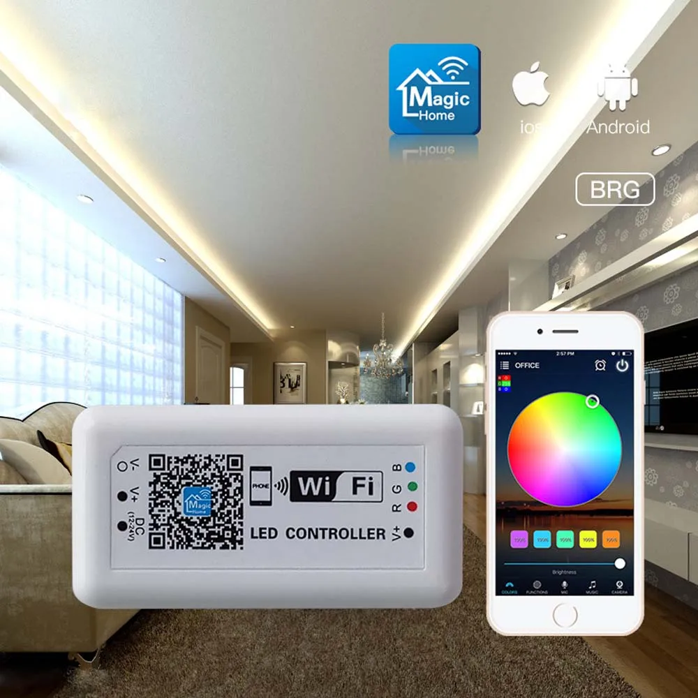 24 В DC 12 В светодиодный wifi RGB драйвер для 2835 SMD 5050 RGB полосы света применение на IOS и Android мобильный wifi RGB светодиодный контроллер