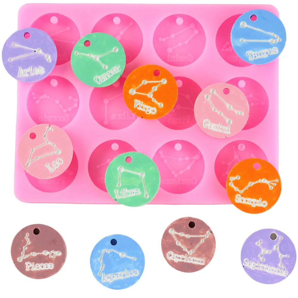 

Twelve Constellations Silicone Mold Fondant Cupcake Cake Decorating Baking Tools Handmade Chocolate Mold