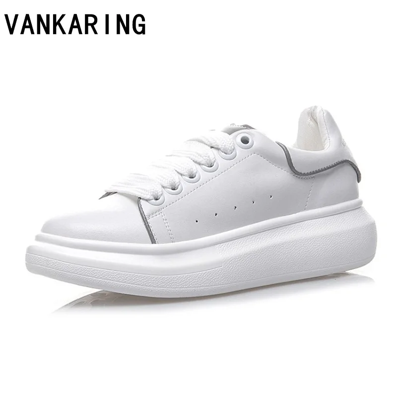 

fashion fluorescence white shoes women sneakers platform causal shoes lace-up women leather flats basket femme sapato feminino