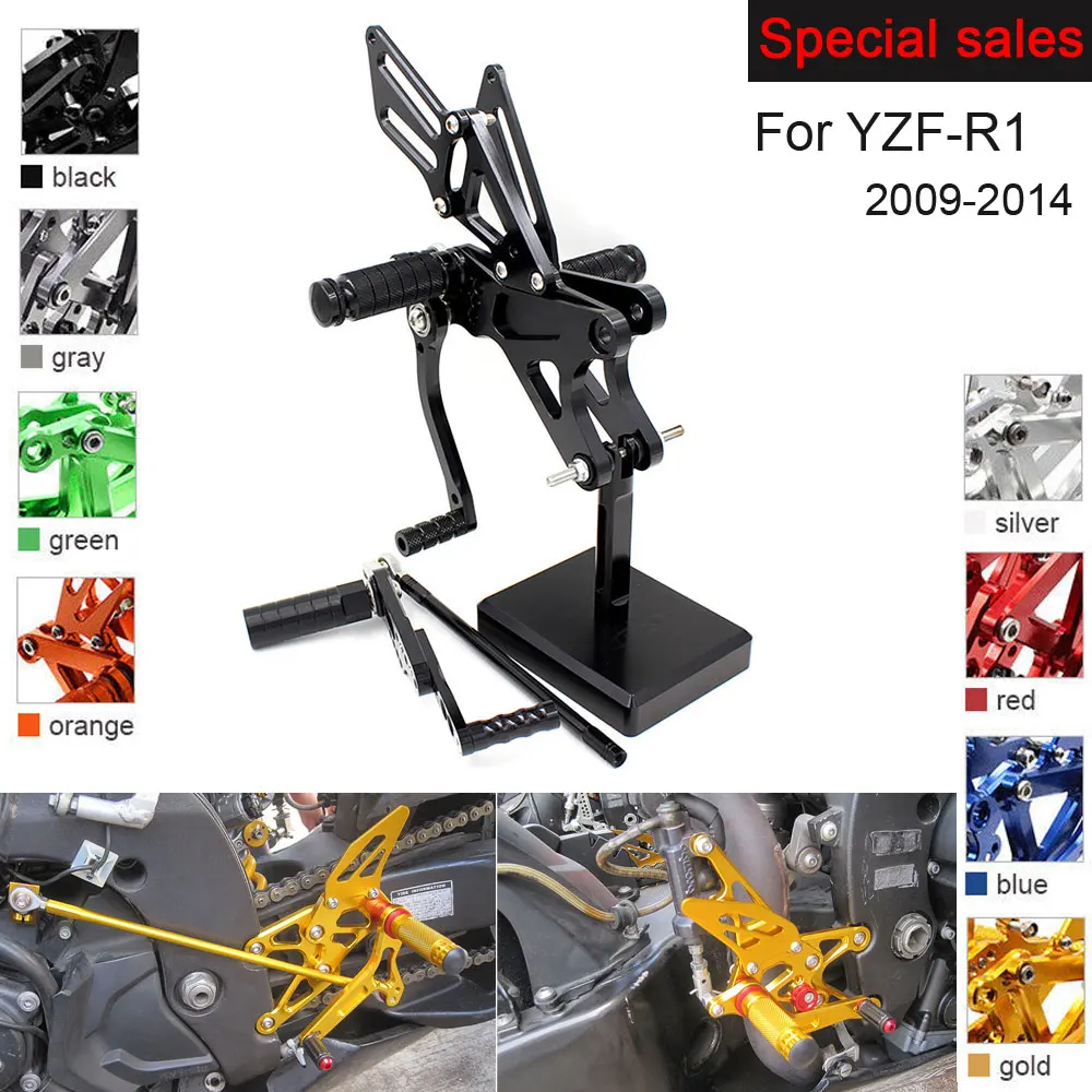 

Motorcycle Rear Set Accessories For Yamaha YZF-R1 2009-2014 CNC Adjustable Rearset Foot Pegs YZF R1 Foot Rests Footpegs