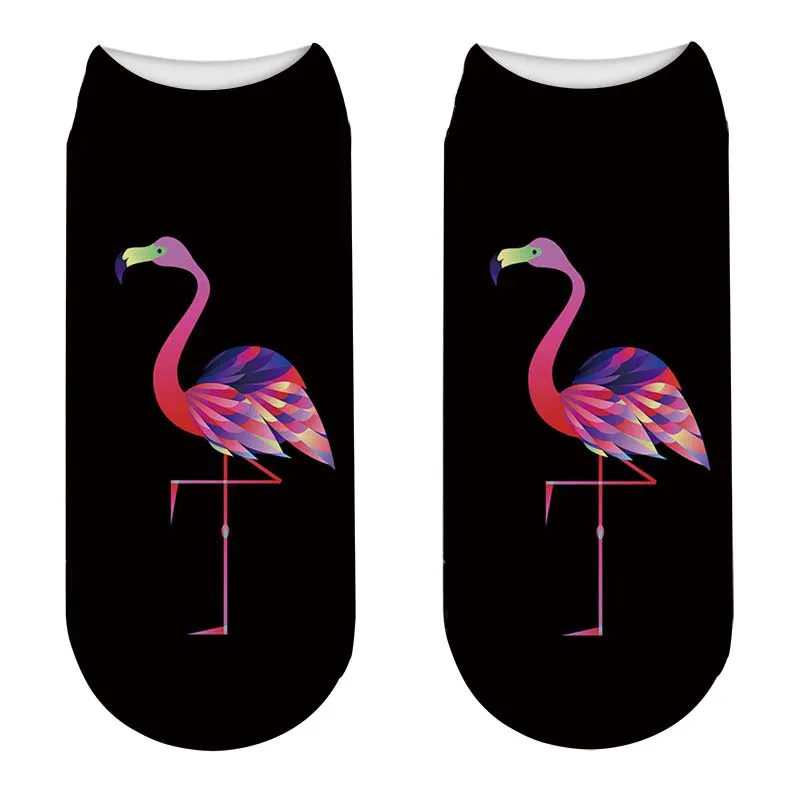1 пара, хлопковые носки фламинго, рождественские носки с 3D принтом, женские модные носки с низким вырезом, Гавайские модные носки - Цвет: 37
