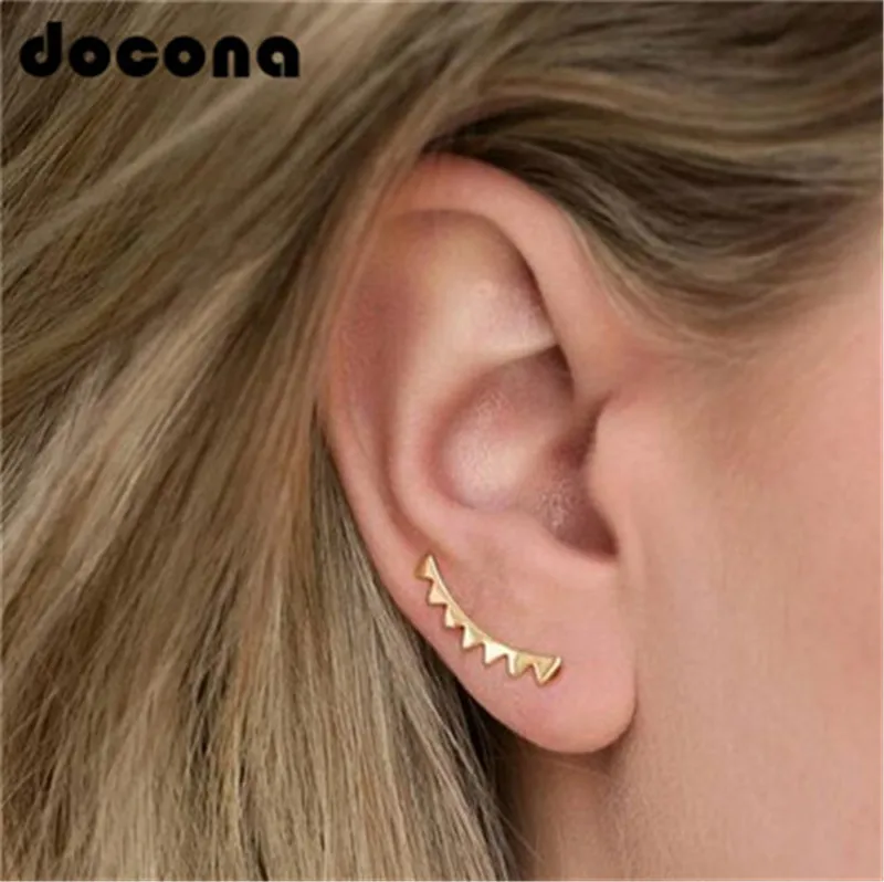 docona Punk Mountain Peak Stud Earrings for Women Geometric Studs Earring Ear Cuff Statement Jewelry Brincos 5935