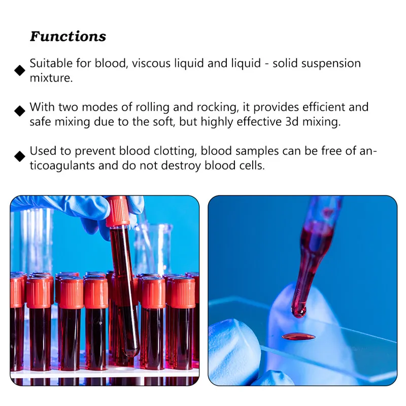LED Display Lab Tube 6 Rollers Mixer  Digital  Rolling Swinging Adjustable Speed Blood Sample Roller Mixer Laboratory Chemicals  (6)