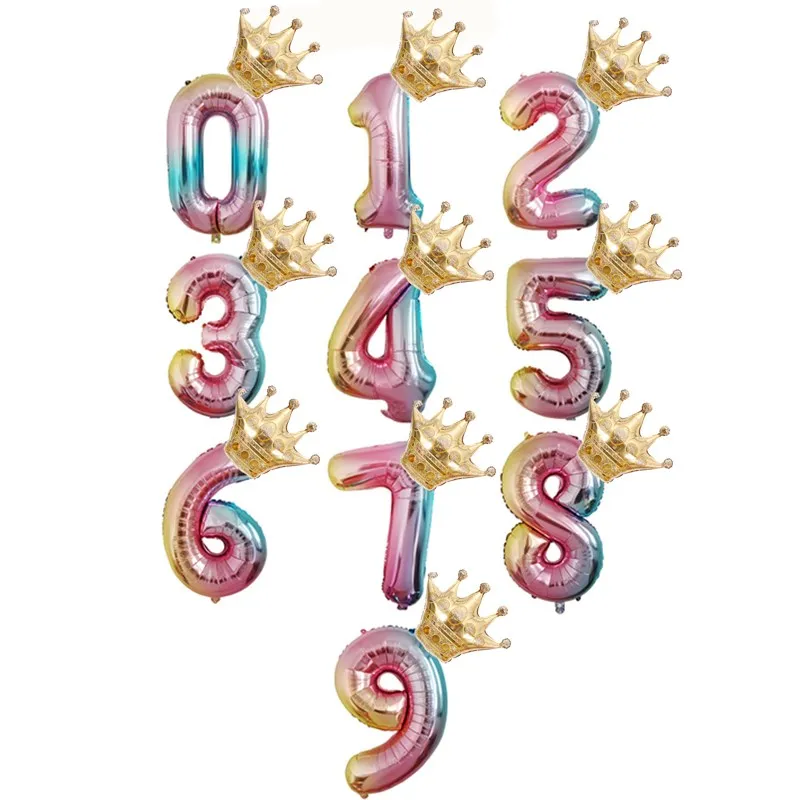 2pcs-Gradient-Color-Happy-Birthday-Decorations-Foil-Balloon-Rainbow-32inch-Number-Crown-Balloons-Wedding-Party-Baby