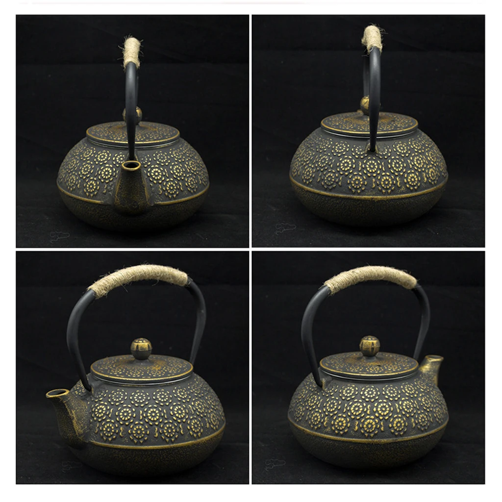 

Durable Japanese Cast Iron Kettle Tetsubin Teapot Tea Pot Gold Sakura