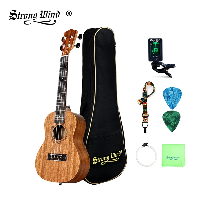 Стартовый набор для укулеле 21 дюйм сопрано акустический Sapele мини 4 нейлоновые