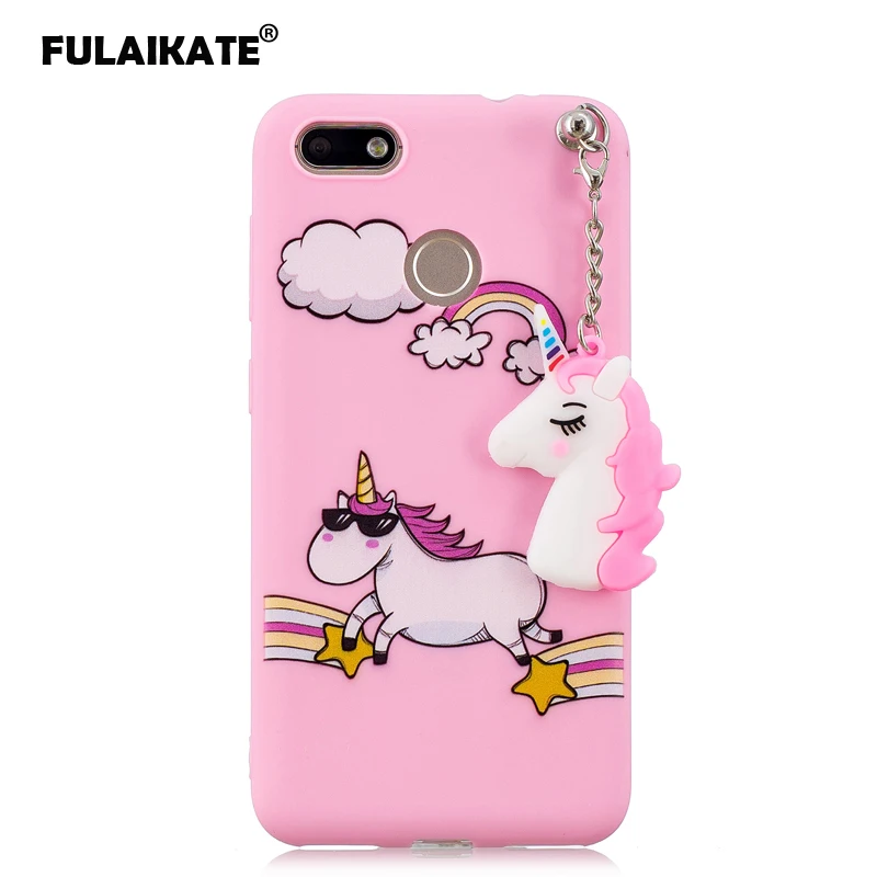 FULAIKATE Soft Case for Huawei P9 Lite Mini Enjoy 7 Unicorn Pendant Back Cover Y6 Pro 2017 Candy Color Lovely Cartoon Cases |