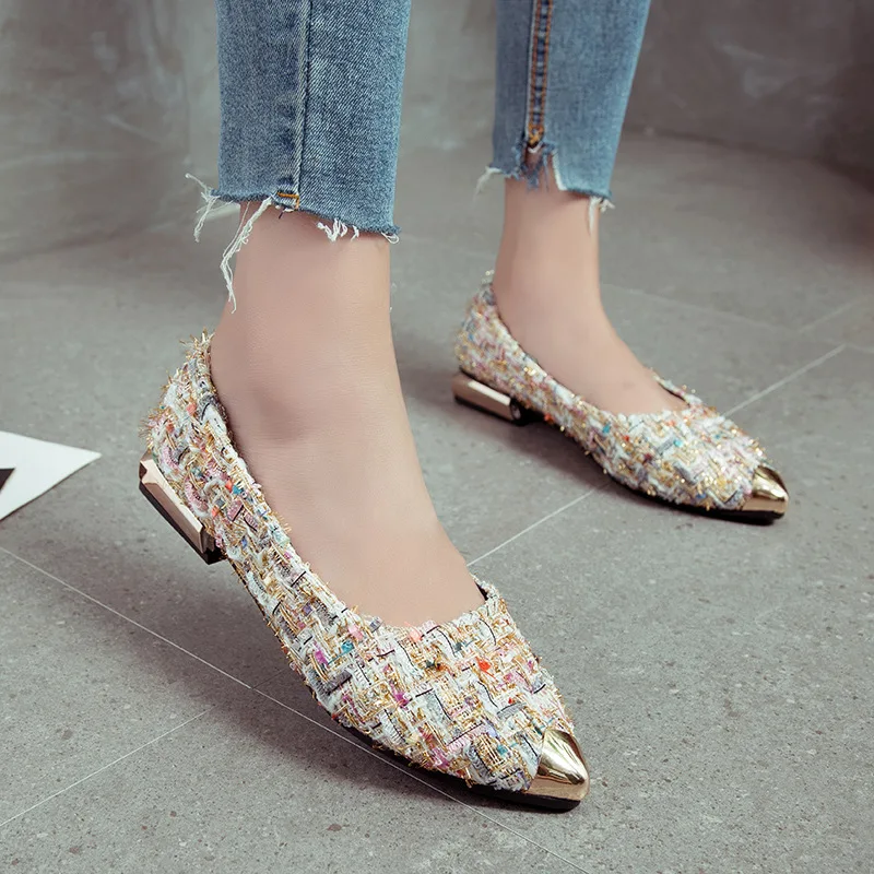 

2019 New Style Spring And Autumn Shallow Mouth Flat Casual Shoes Female Korean-Style Platform Pointed Flat Women Shoes