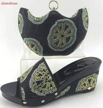 

doershow New Arrival Ladies Italian Shoes and Bag Set blackColor Shoe and Bag Set African Sets Women Shoe and Bag to Match!WI1-1