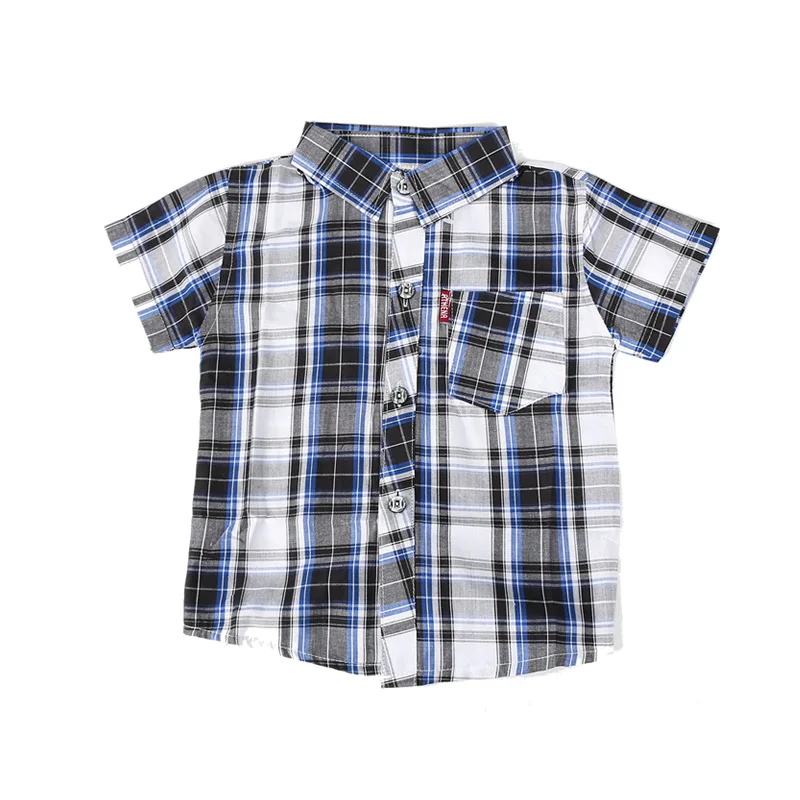 Рубашка для мальчиков летняя Клетчатая рубашка с короткими рукавами г. Новая детская рубашка для малышей Мужская рубашка Тонкая Клетчатая рубашка для мальчиков от 2 до 9 лет