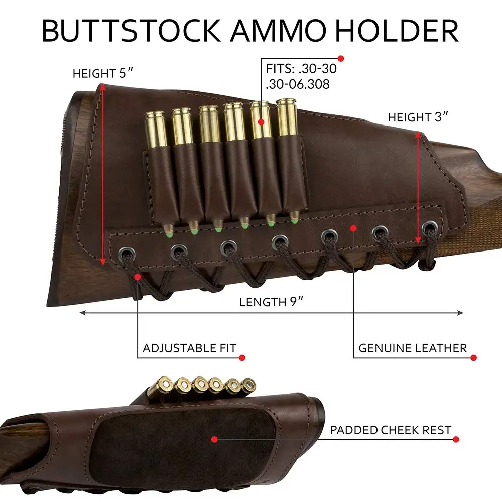 Кожаный картридж приклад дробовик держатель оболочки, охотничий приклад патроны держатель сумка для винтовок, ружье оболочки Чехол