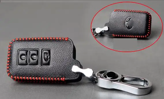 Leather Car Remote Key Case Fob Cover For Toyota Land Cruiser Prado 150 Camry Prius Crown For Subaru Foreste Outback XV legacy - Название цвета: G RED