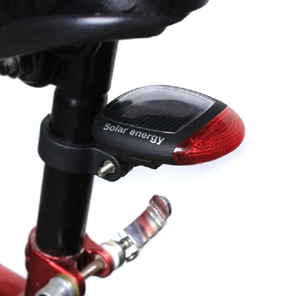 cheap Bicycle Lights Solar Energy LED Cycling Rear Lamp Bike Head Front Light Warning Flashlight Riding Bike Bicycle Accessories