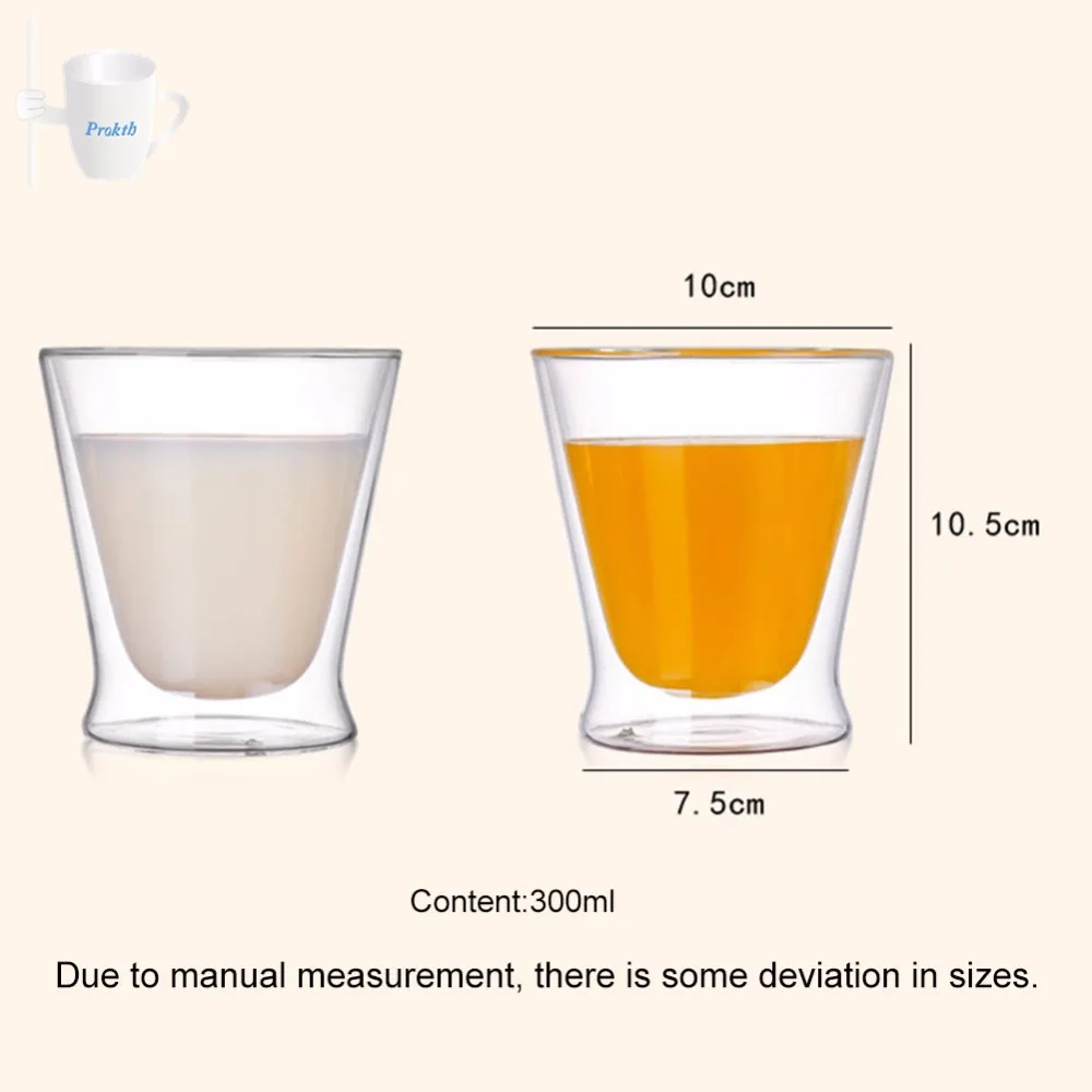 10 унций 300 мл Двухстенная стеклянная чашка термостойкая инновационная стеклянная фруктовый сок чашка для кофе lemonade холодные/Hite напитки