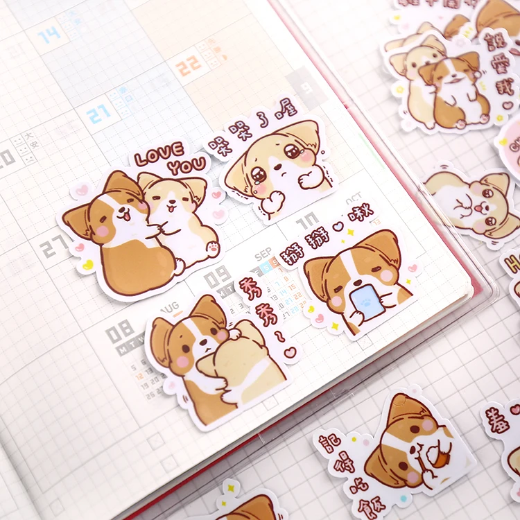 

36PCS\SET cute cartoon animal corgi dog material decoration stationery sticker diy ablum diary scrapbooking label sticker