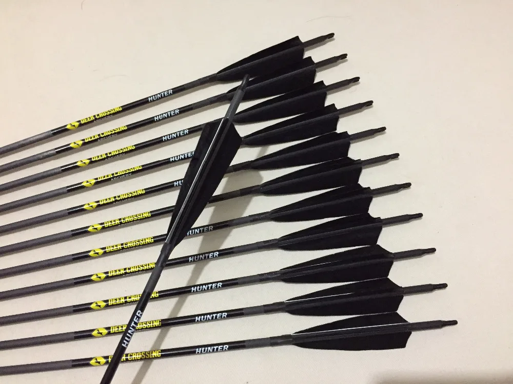 12Pcs/Lot Carbon arrow spine500 ID6.2 with 5" Turkey