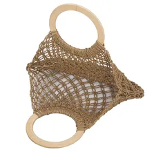 Женская сумка ручной работы, плетеная солома, круглая ручка, кольцо, сумка большой вместимости, летняя пляжная сумка-B5