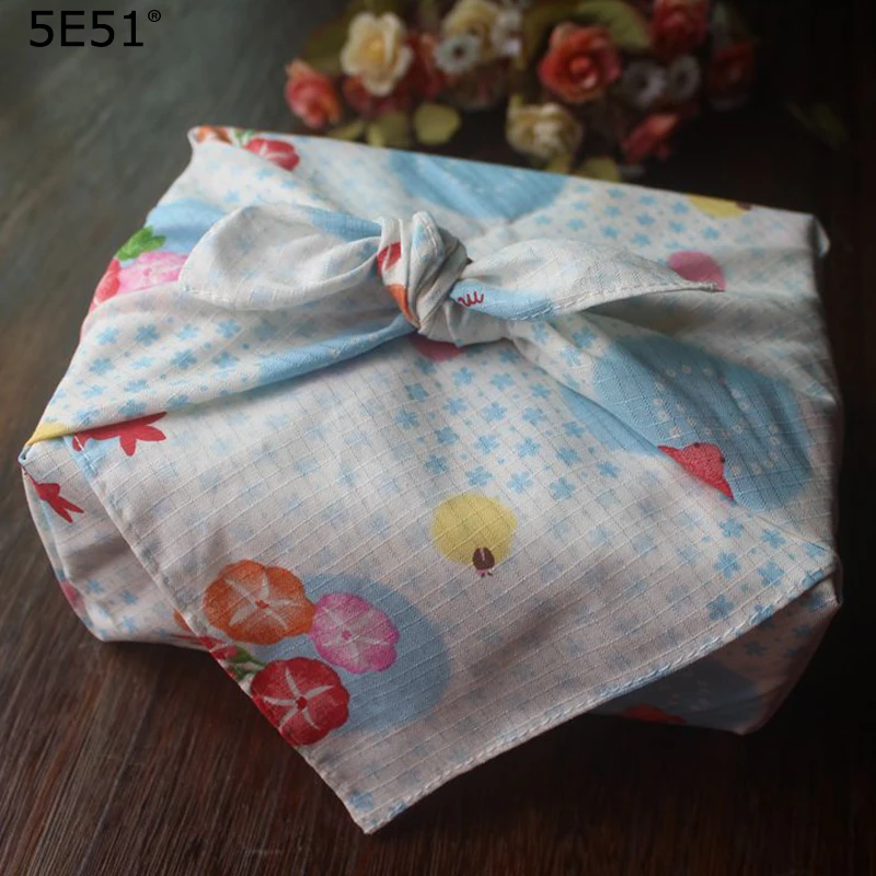 

Japanese style big kerchief furoshiki cotton 100%/red blue printed 52cm/Many uses