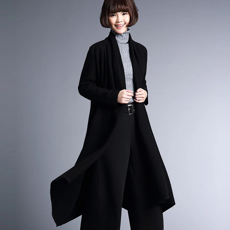 2017 Woolen Overcoat Female Long loose Cardigan Full Sleeve thickening