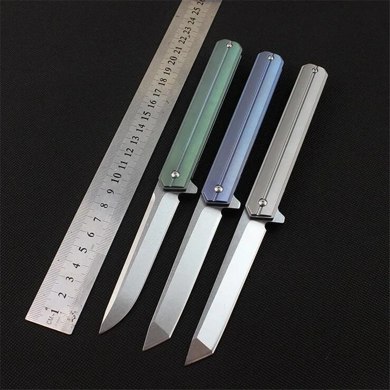 

folding knife travel tool D2 blade TC4 Titanium handle camping hunting outdoor survival pocket Kitchen knives edc tools