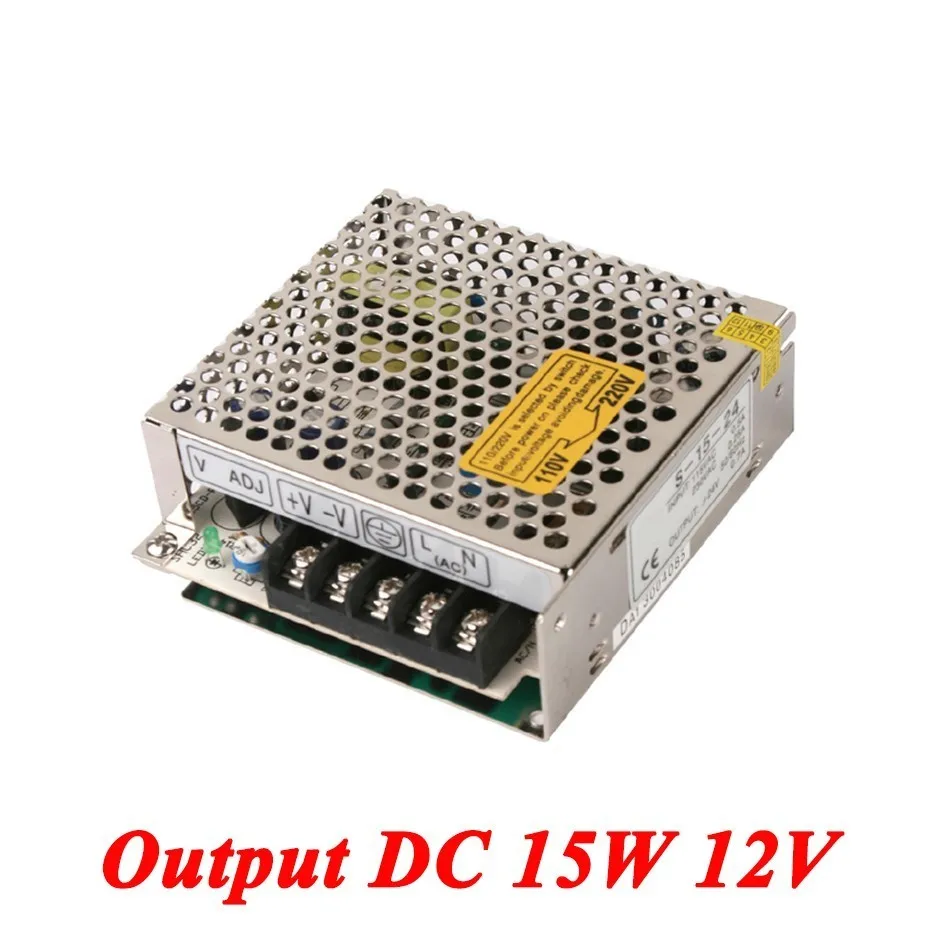 

S-15-12 Mini DC switching power supply 15W 12V 1.25A Single Output for Led Strip,voltage converter AC 110V 220v to DC 12v