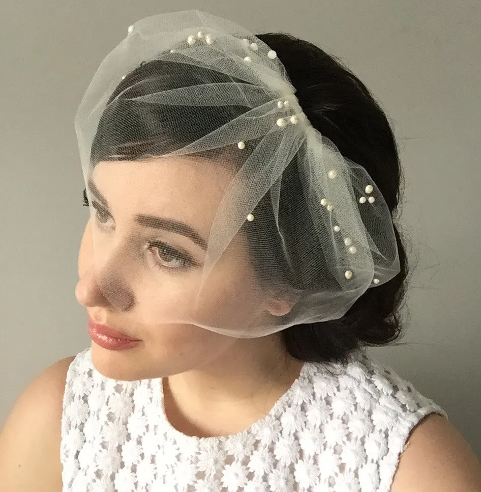 Ivory Birdcage Veils for Bride Short Wedding Veil velo de