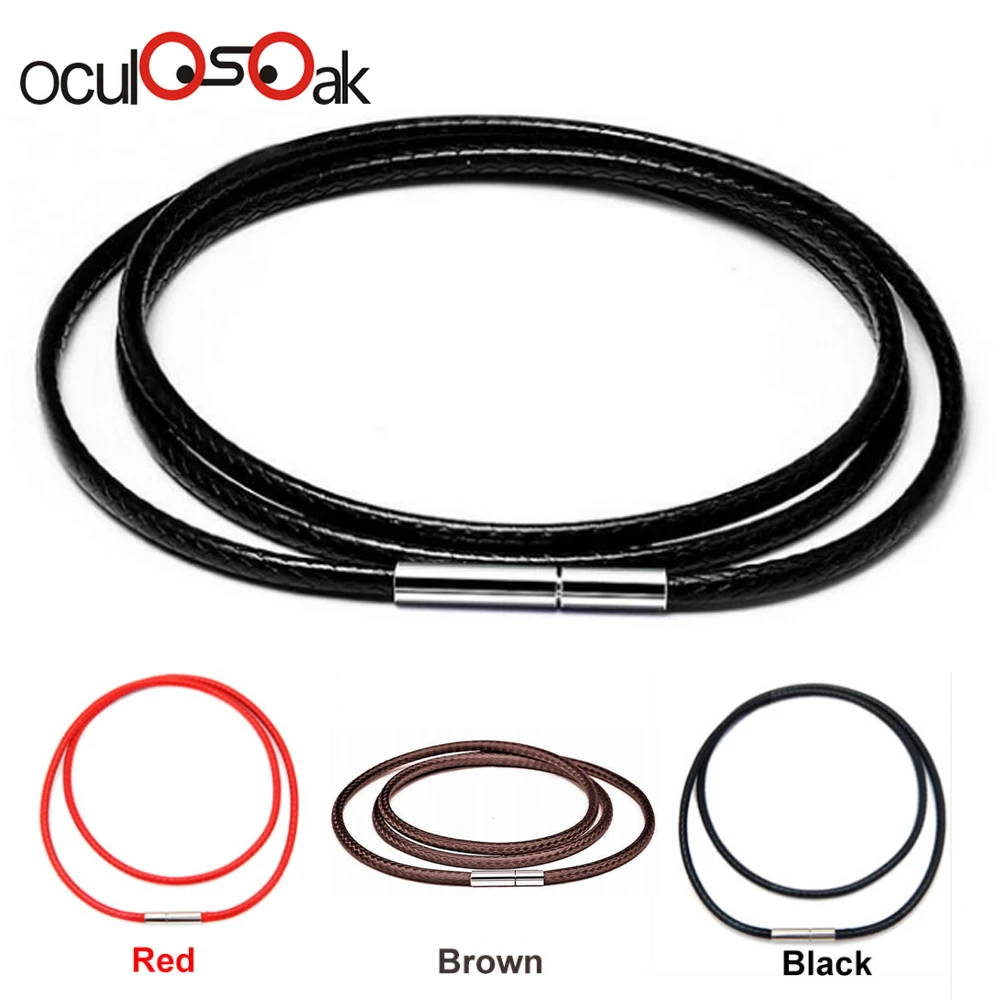 

3pcs/lot Necklace Cord Leather Cord String Wax Rope Lace Chain With Stainless Steel Rotary Buckle For Diy Bracelet Jewelry 1-3mm