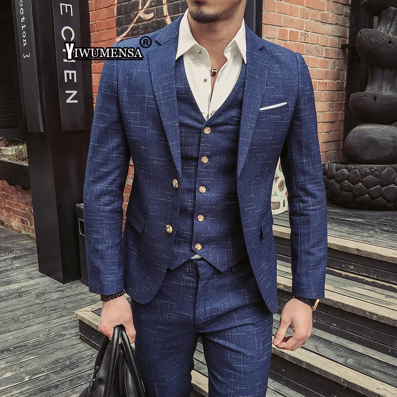 

Terno Masculino Slim Fit mens suits with pants 2018 costume mariage homme wedding suits for men trajes de hombre Suit men Cotton