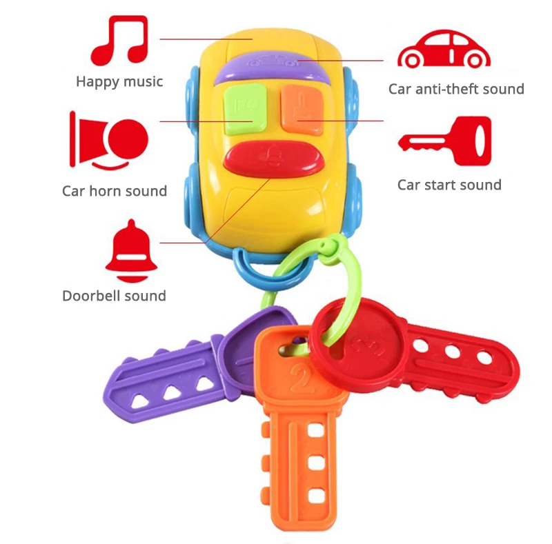Игрушечная машинка для малышей пульт дистанционного управления эмуляционный ключ развивающие игрушки переносные погремушки 0-12 месяцев