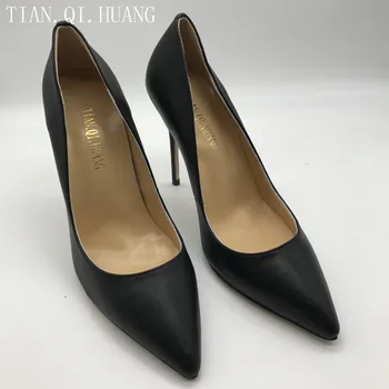 

Genuine leather Womens Pumps High Heels Classic Styles Shoes Woman Black High Heels Shoes Brand TIAN.QI.HUANG size 35-42