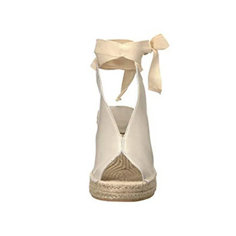WENYUJH/Босоножки на платформе и высоком каблуке со шнуровкой; Feminina Espadrilles; женские Босоножки с открытым носком; женская повседневная обувь
