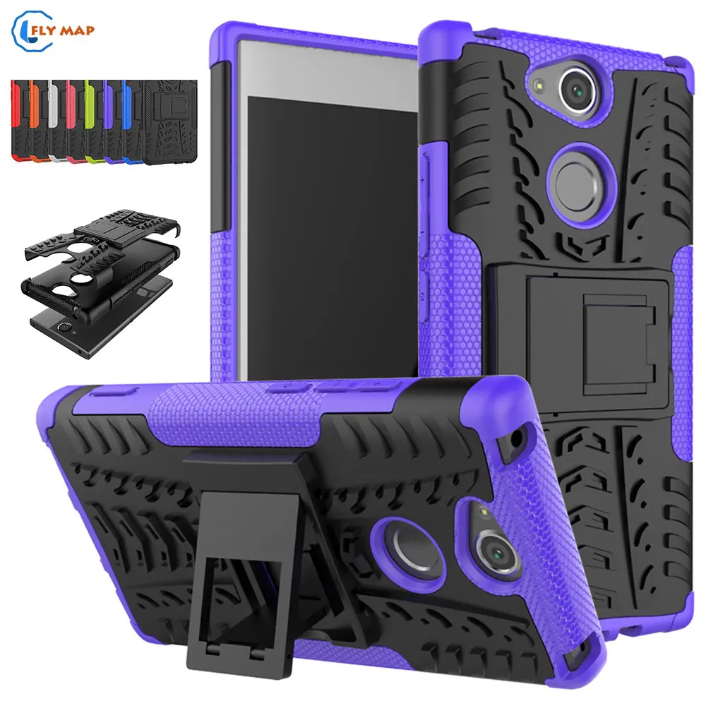 Coque For Sony Xperia XA2 H3113 H3123 H3133 Plastic TPU Phone Bracket Case For Sony Xperia XA 2 H4113 H4133 Armor 2 in 1 Cover