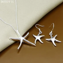 Women 925 Sterling Silver Necklace Earring Star Pendant Charm Necklace Earring Charm Jewelry Free Shipping