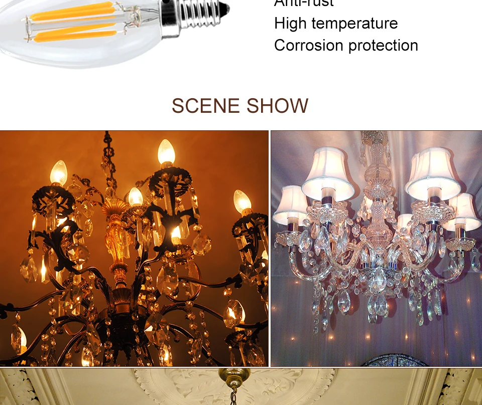 5Dimmable E14 E12 E17 Filament Led Lamp 220V 110V 2W 4W 6W Led Edison Bulb Glass Dimming Filament Candle Lamps Christmas Lights