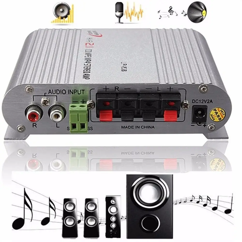 Усилитель стерео усилитель для автомобильного сабвуфера домашний Hi-Fi 2,1 MP3 300 W 12 V Радио низкие искажения
