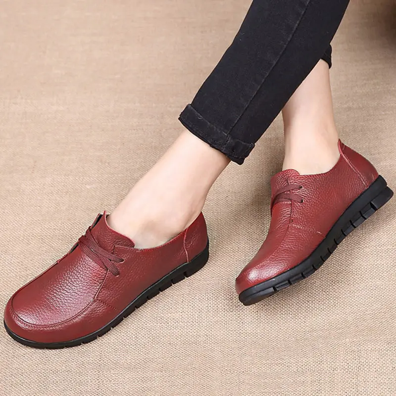Vente Designer Femmes Appartements Véritable Chaussures En Cuir femme Slip sur Mocassins Anti Slip mocassins zapatillas mujer casual Plus La Taille 35 43