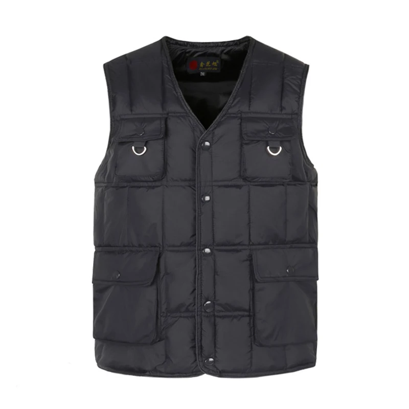 Classic Cotton Thick Vest With Many Pockets For Men Winter Autumn