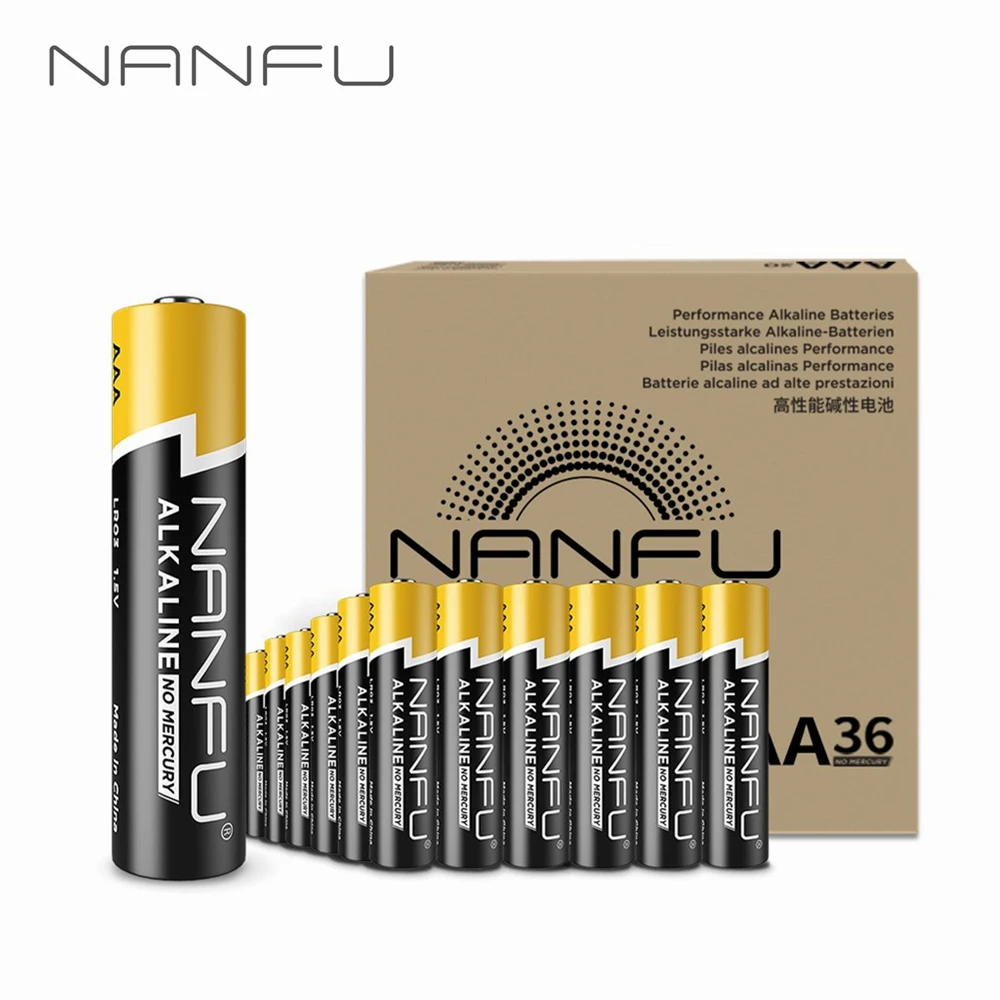 NANFU 36 шт. аккумулятор aaa батарейки 1.5 В щелочной аккумуляторы LR03 батарея 3a акб 950