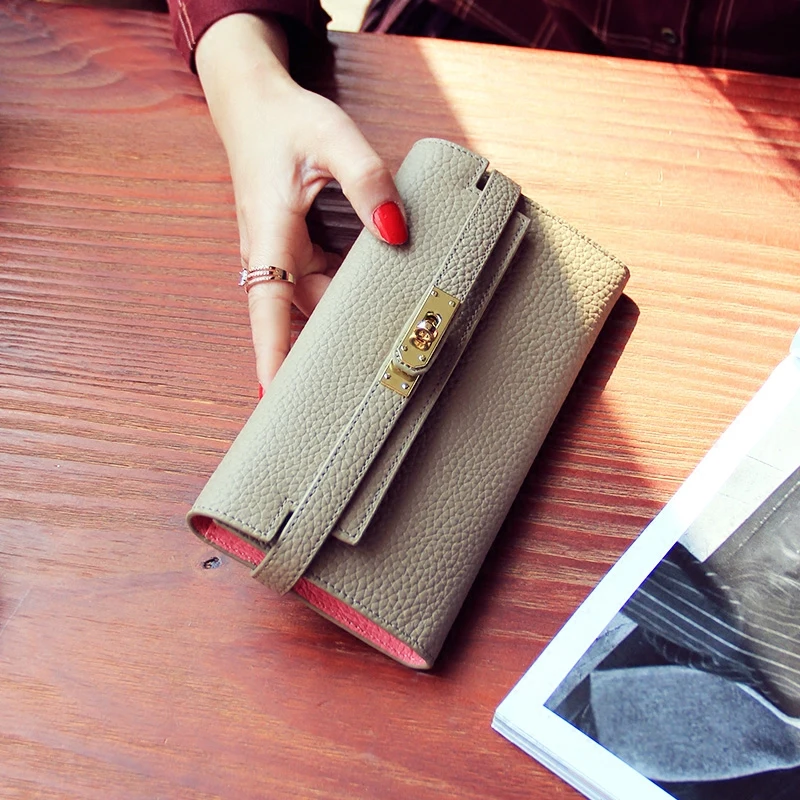 High quality Designer Clutch The cross lines lock wallet genuine leather pures Mobile Case Cellphone Card Holder Wedding Cluth