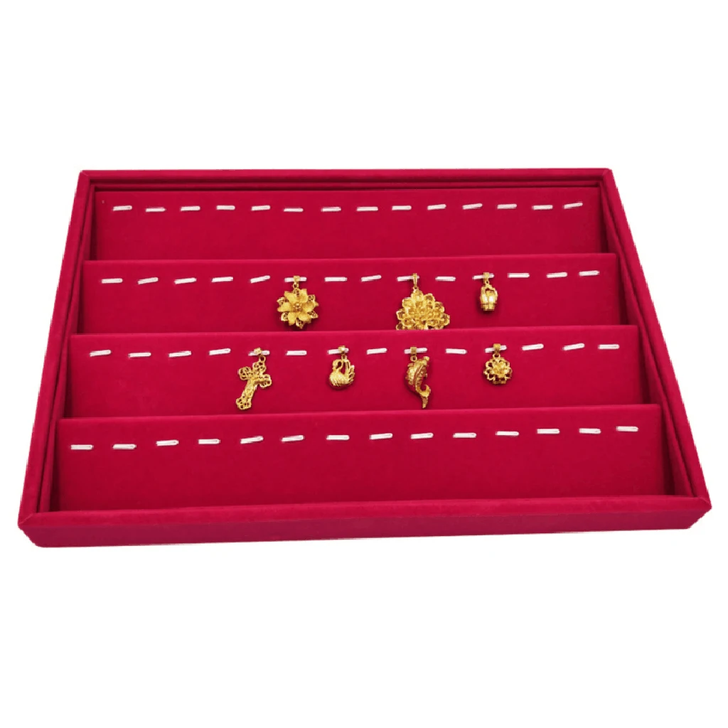  Rose Pink Velvet Jewelry Display Organizer Box Tray Showcase For Pendant Earring Necklace 12/24/30 Grids