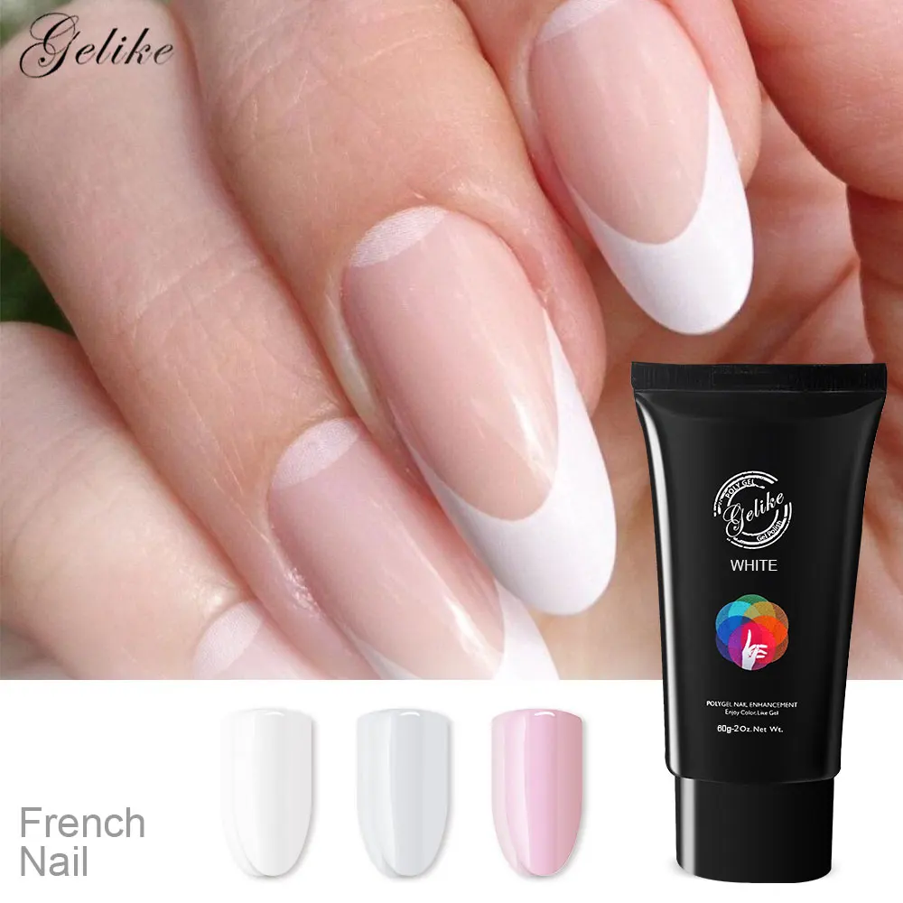 

Gelike Poly Gel Color Nail Gel Polish 60g Nails Gel UV Soft White PolyGel Nail Brush Shape Tool Nail Tips Extension